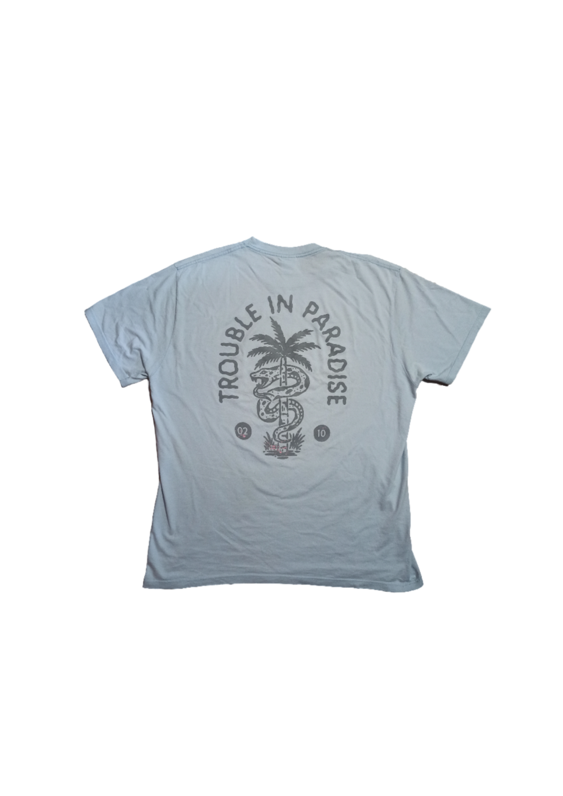 LIGHT BLUE TEE- TROUBLE IN PARADISE - 2